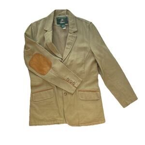 Orvis Zambezi Safari Hunting Field Jacket Women’s Small Leather Trim Khaki